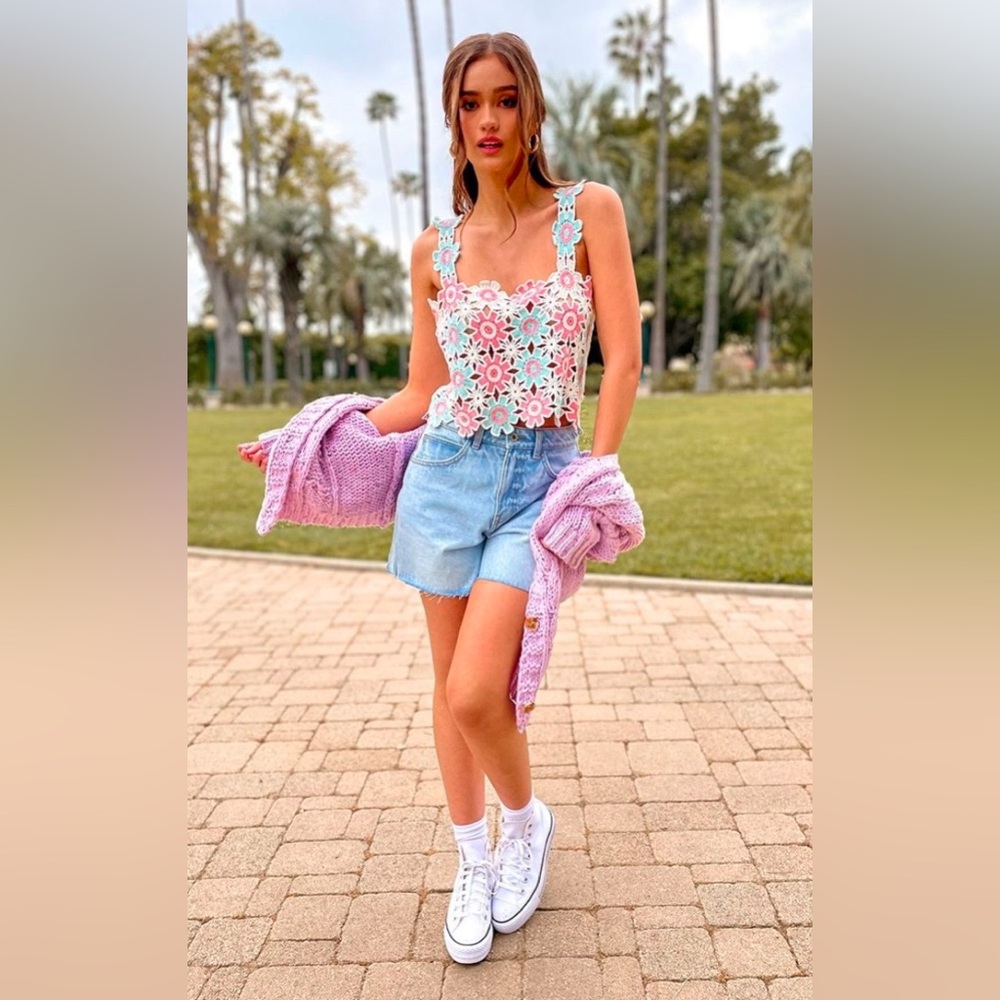 Pretty Little Thing Multicolor color floral crochet top